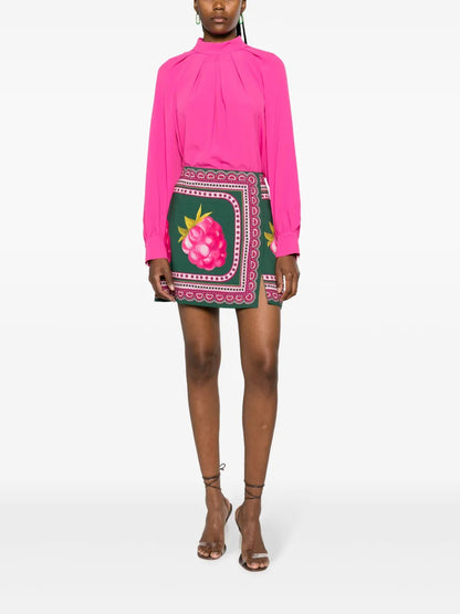 Graphic-Print Wrap Miniskirt