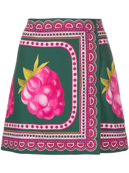 Graphic-Print Wrap Miniskirt