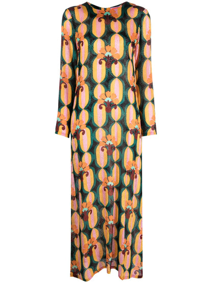 Swing Geometric-Print Midi Dress