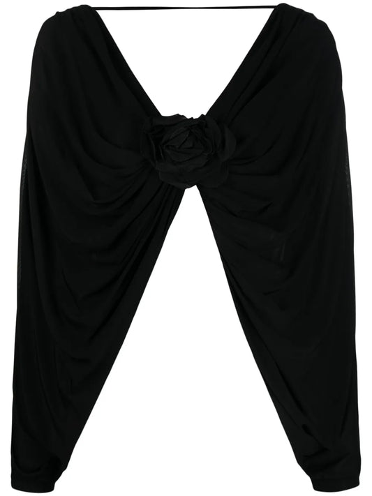 Flower-Detailing V-Neck Top