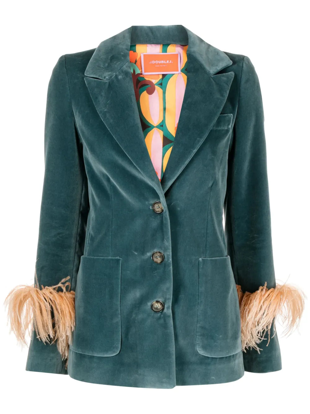 Keaton Feather-Trim Velvet Blazer