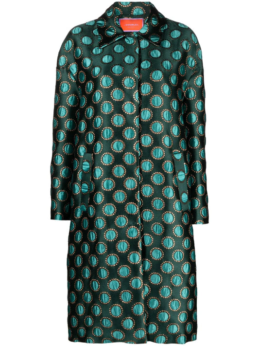 Boxy Polka-Dot Print Coat