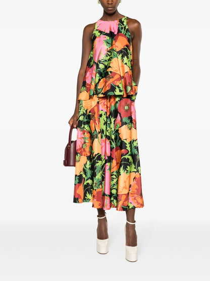 Floral-Print Midi Skirt