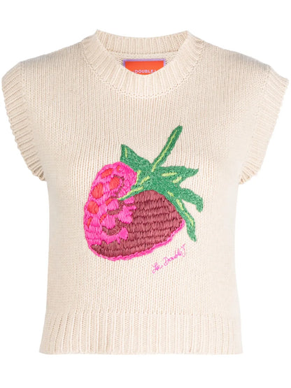 Lampone Embroidered Knitted Vest