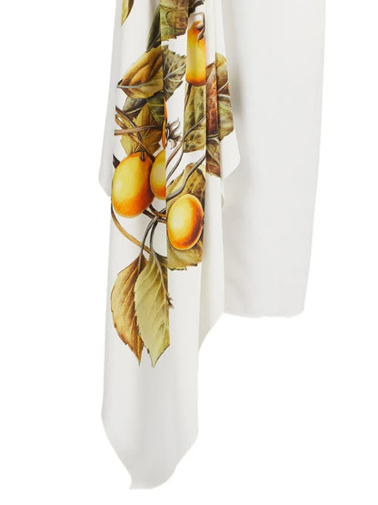 Fruit-Print Draped Skirt