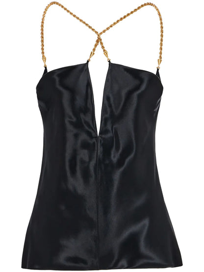 Twisted-Strap Satin Top