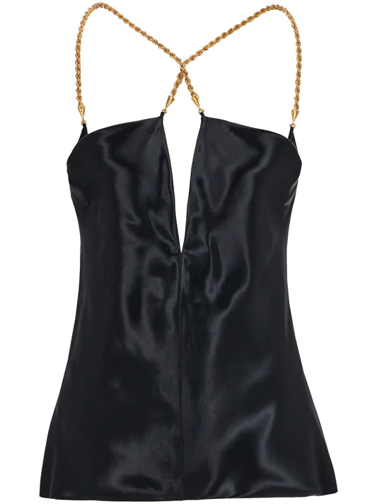 Twisted-Strap Satin Top