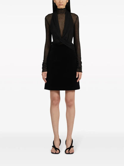 High-Neck Semi-Sheer Bodysuit