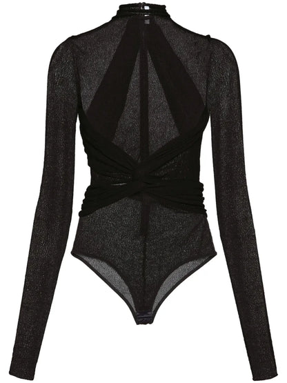High-Neck Semi-Sheer Bodysuit