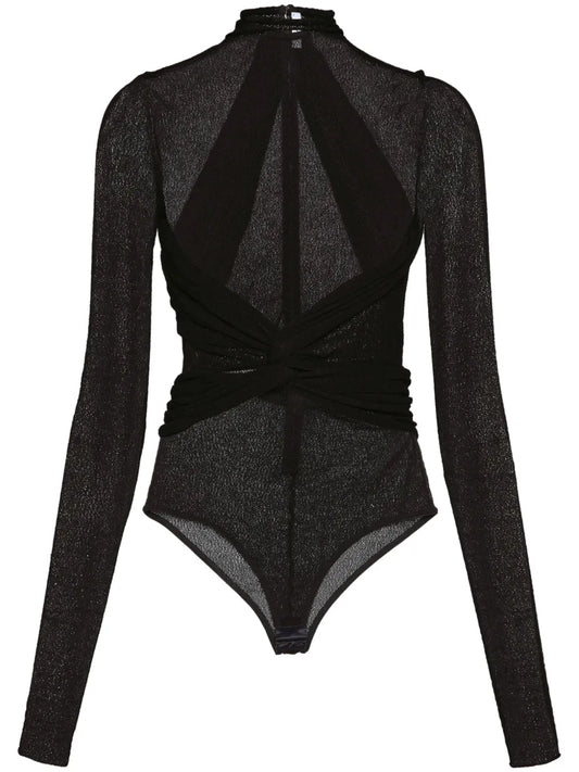 High-Neck Semi-Sheer Bodysuit