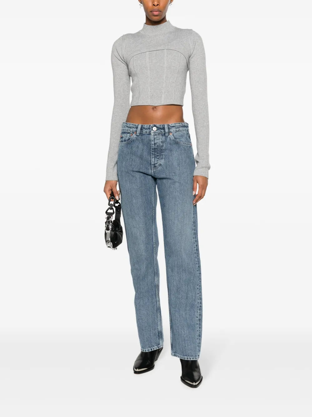 Linear Mid-Rise Straight-Leg Jeans