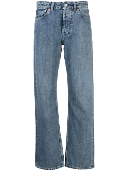 Linear Mid-Rise Straight-Leg Jeans