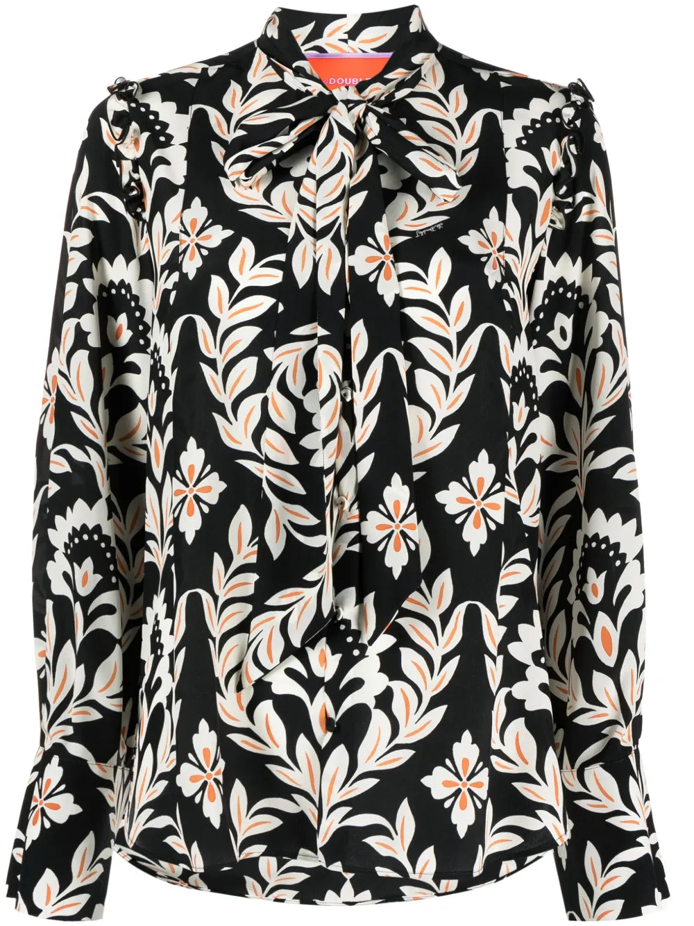 Ascot Floral-Print Silk Shirt