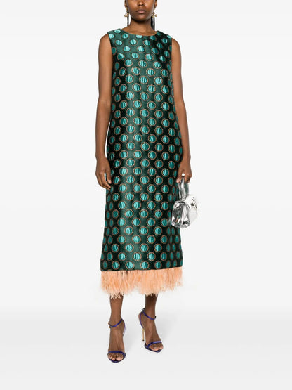 Column Geometric-Jacquard Midi Dress