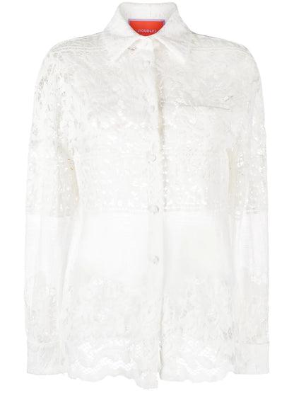 Boy Lace-Embroidered Button-Down Shirt