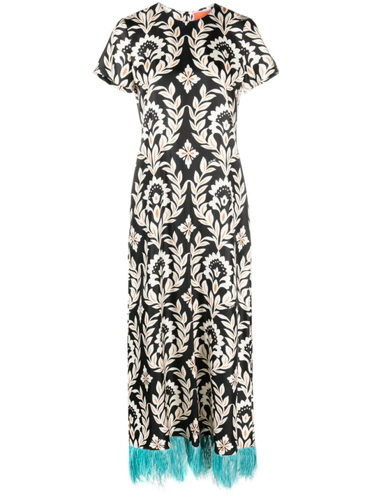 Swing Feather-Trim Dress