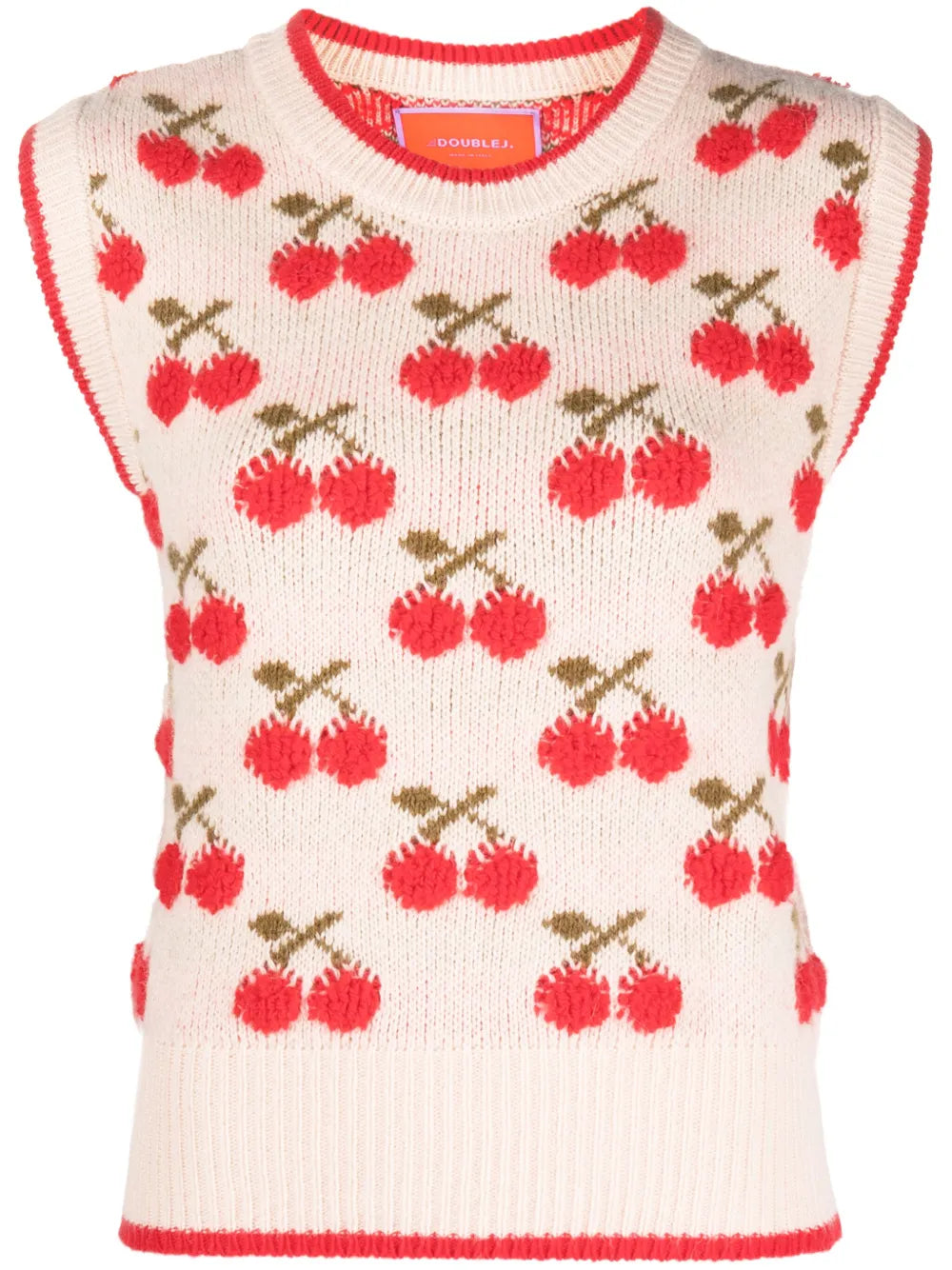 Cherry Patterned Intarsia-Knit Vest
