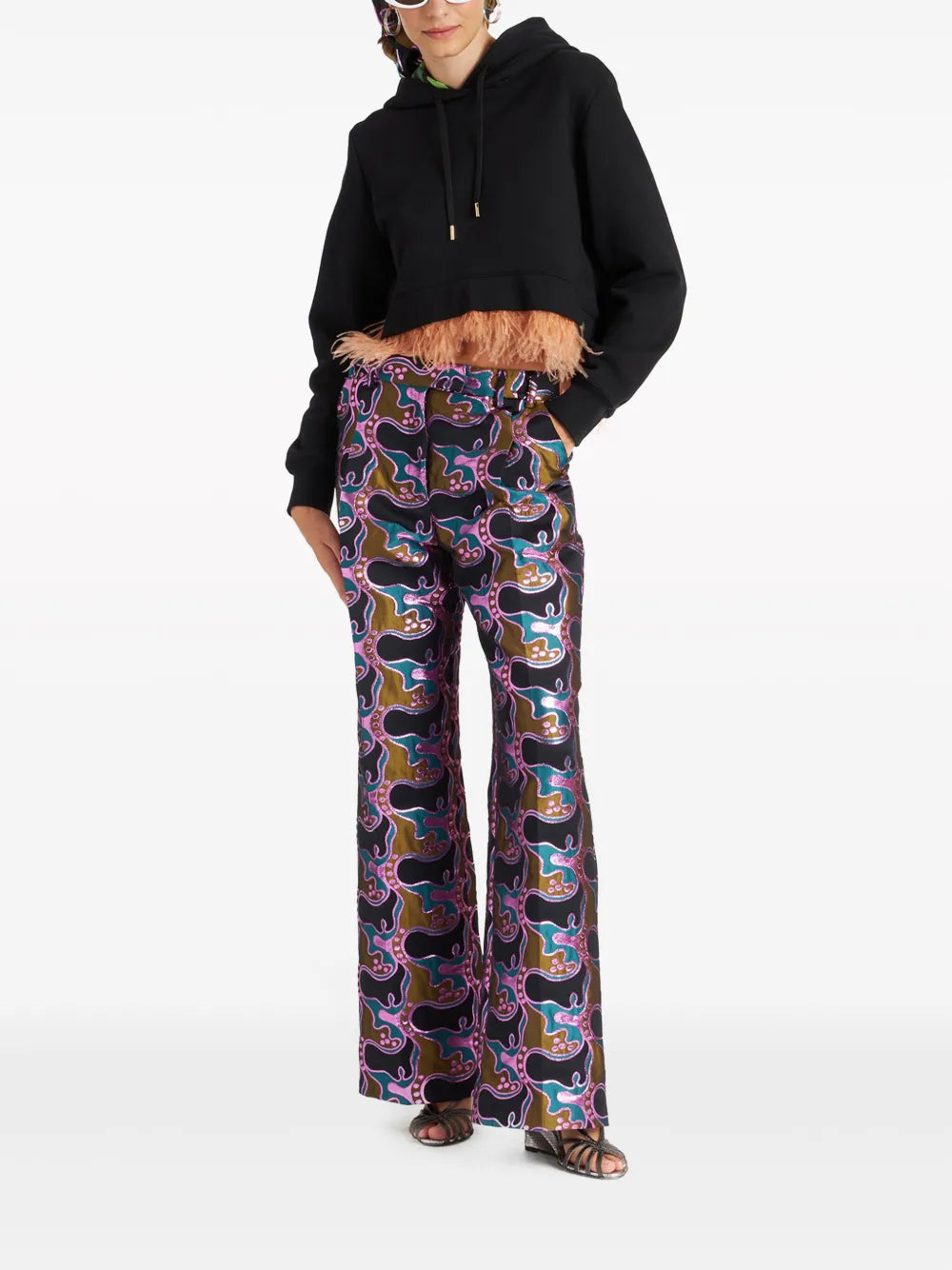 La Comasca Patterned-Jacquard Trousers