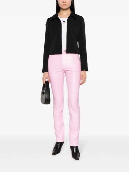 High-Shine Straight-Leg Trousers