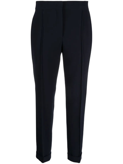 Pressed-Crease Concealed-Fastening Tapered Trousers