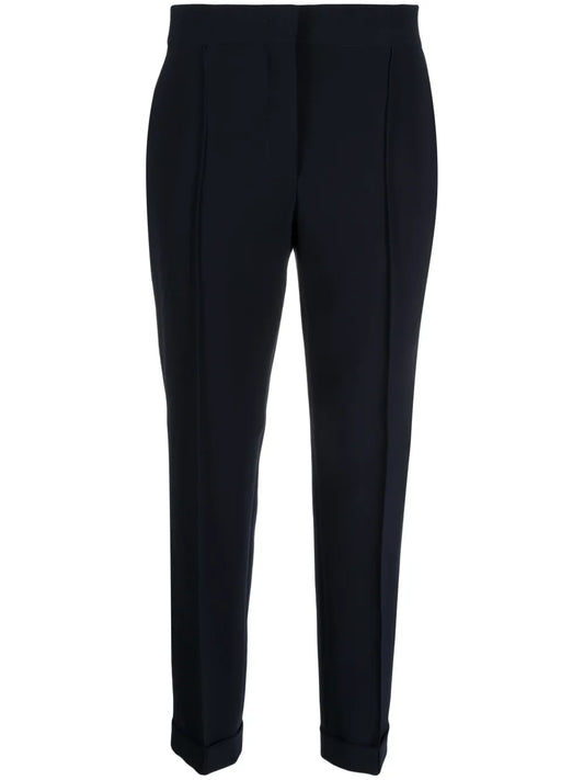 Pressed-Crease Concealed-Fastening Tapered Trousers
