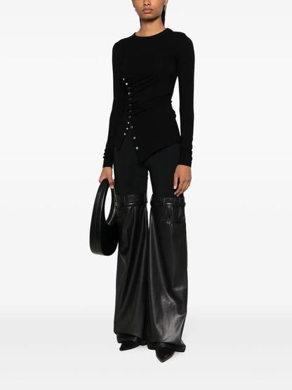 Hybrid Faux-Leather Flared Trousers