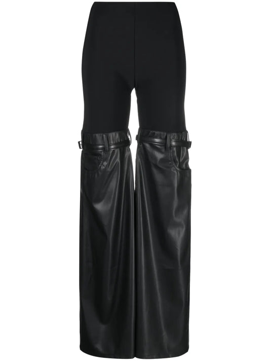 Hybrid Faux-Leather Flared Trousers