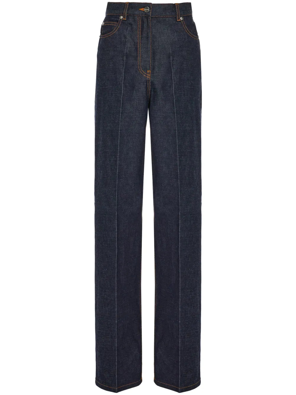 Logo-Appliqué Contrast-Stitching Wide-Leg Jeans