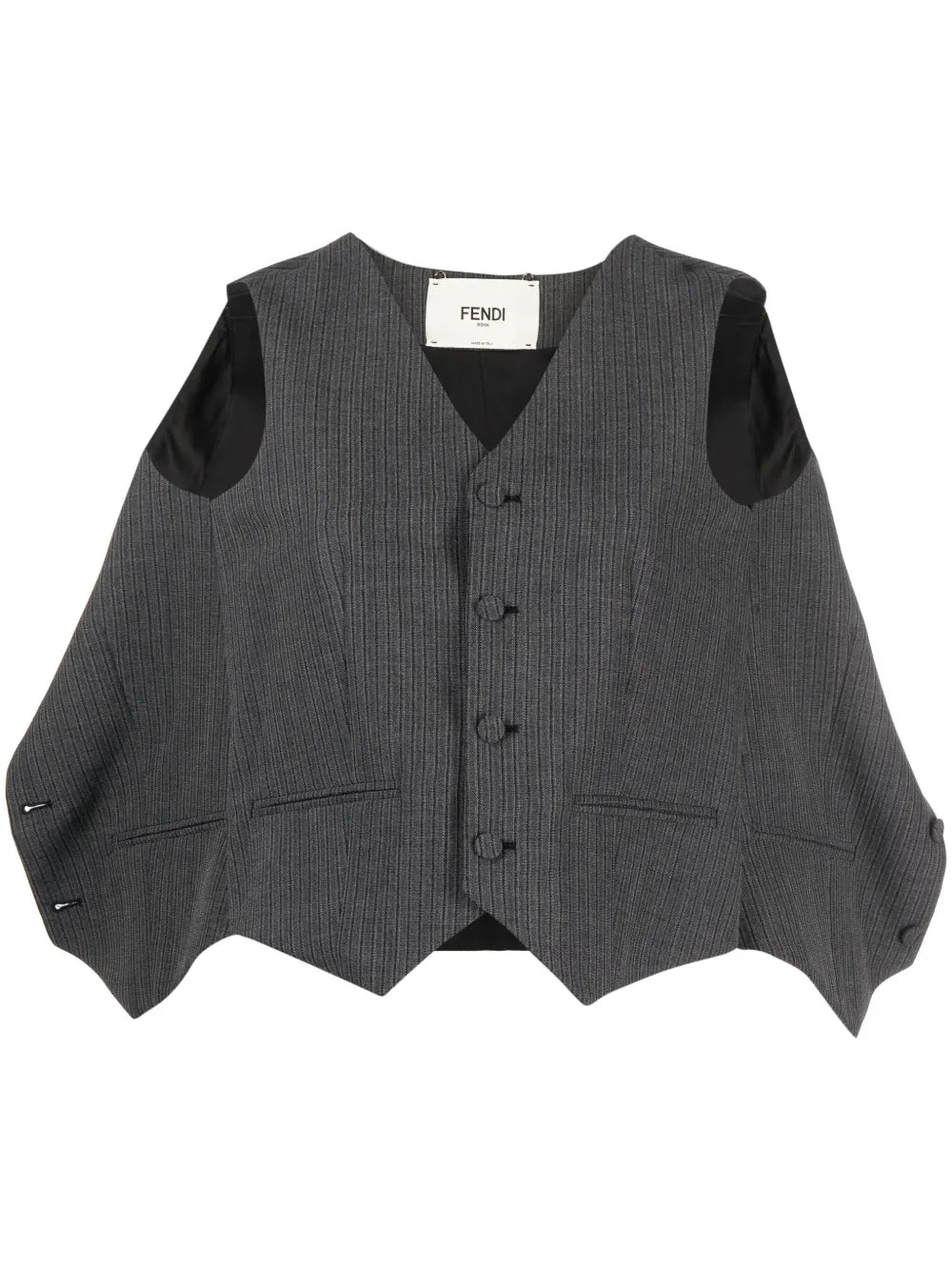 Deconstructed Pinstripe Wool Waistcoat