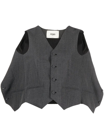 Deconstructed Pinstripe Wool Waistcoat