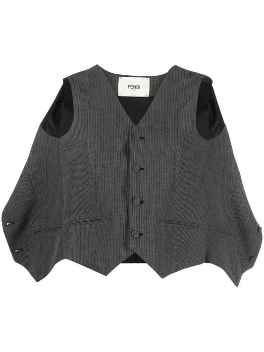 Deconstructed Pinstripe Wool Waistcoat