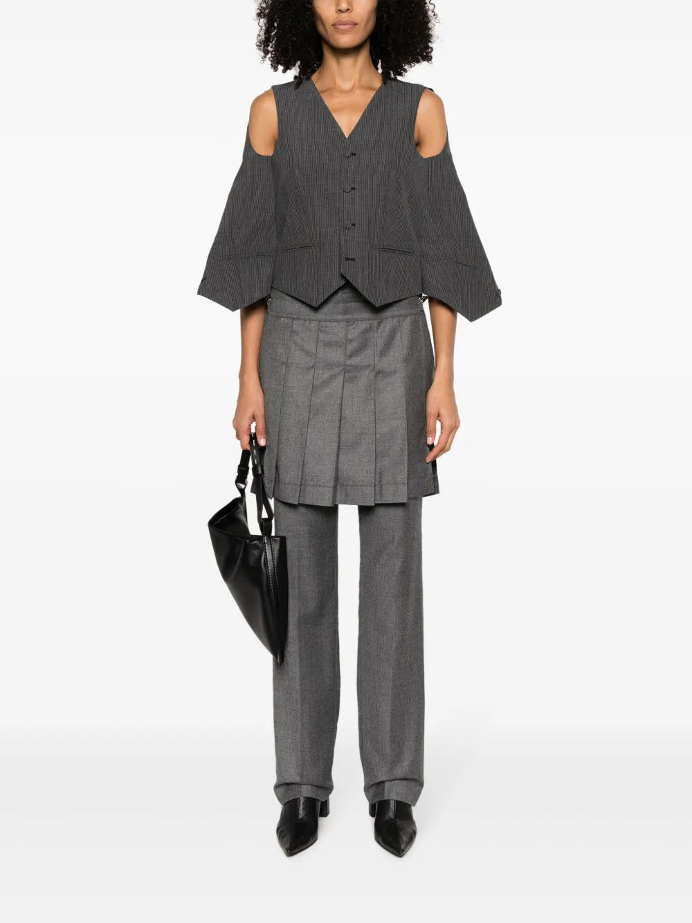 Deconstructed Pinstripe Wool Waistcoat