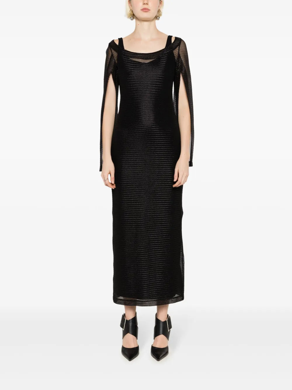 Slit-Sleeve Mesh Dress