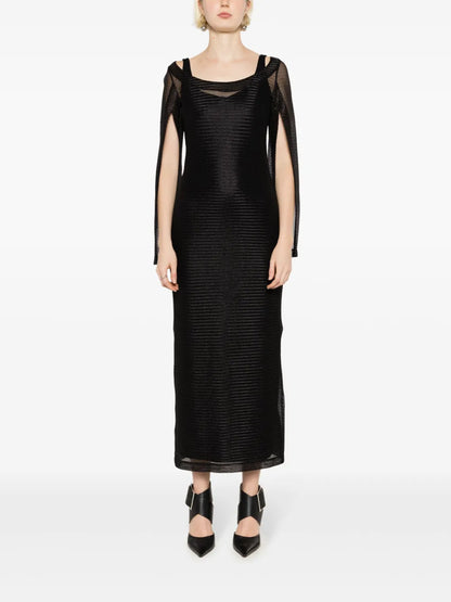 Slit-Sleeve Mesh Dress