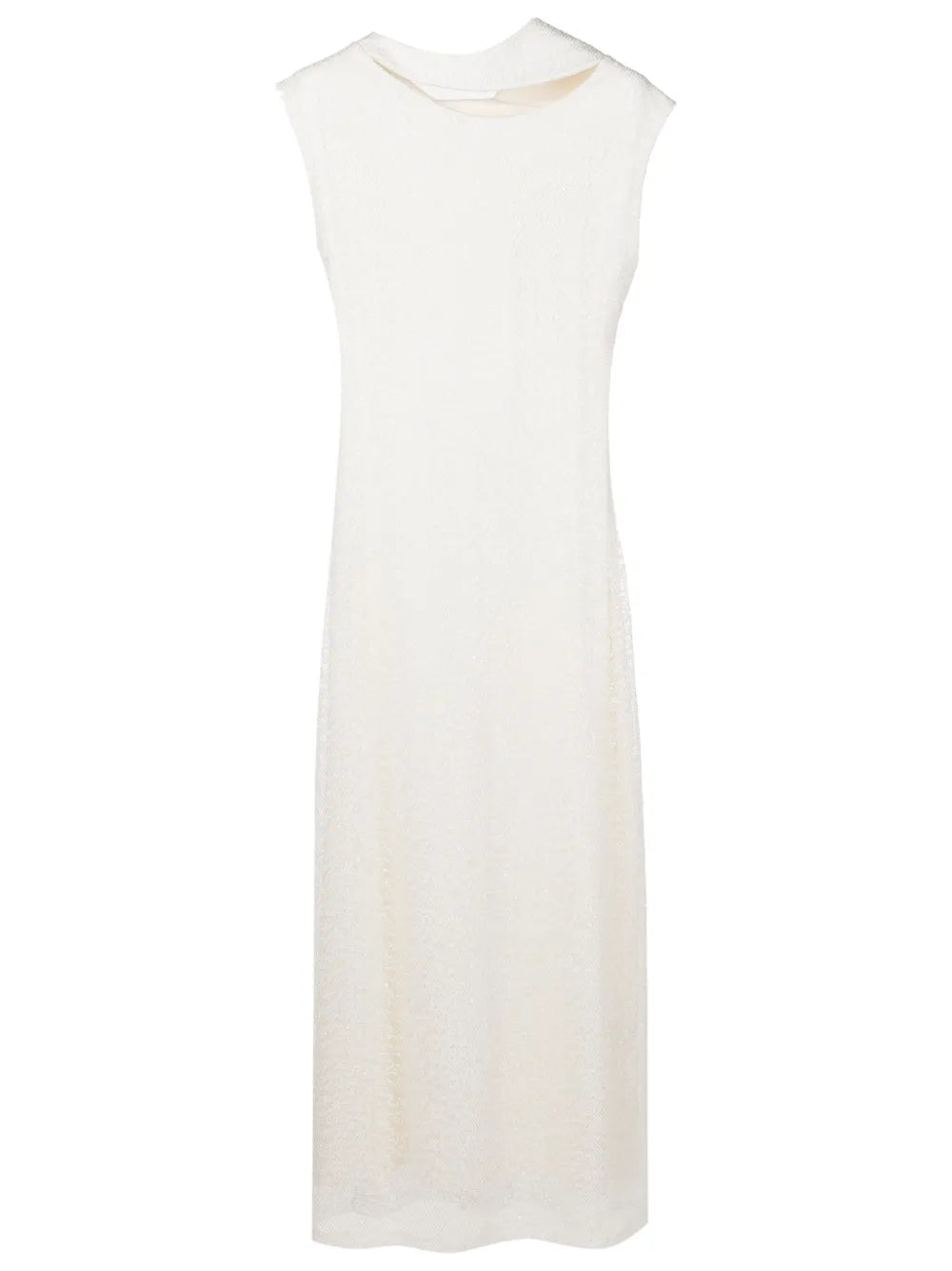 Sequin-Embellished Asymmetric-Neck Dress