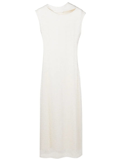 Sequin-Embellished Asymmetric-Neck Dress