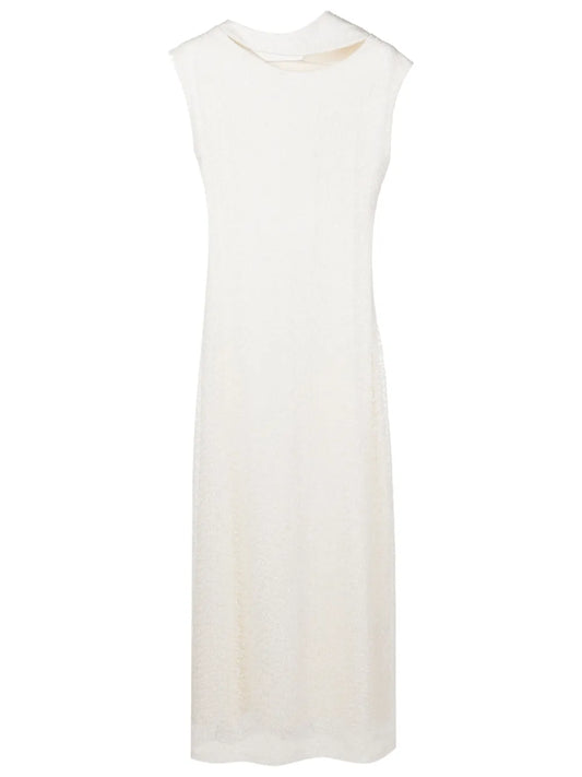 Sequin-Embellished Asymmetric-Neck Dress