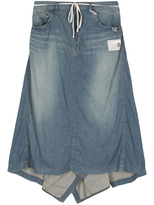 Draped Denim Skirt