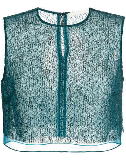 Layered Cropped Silk Blouse