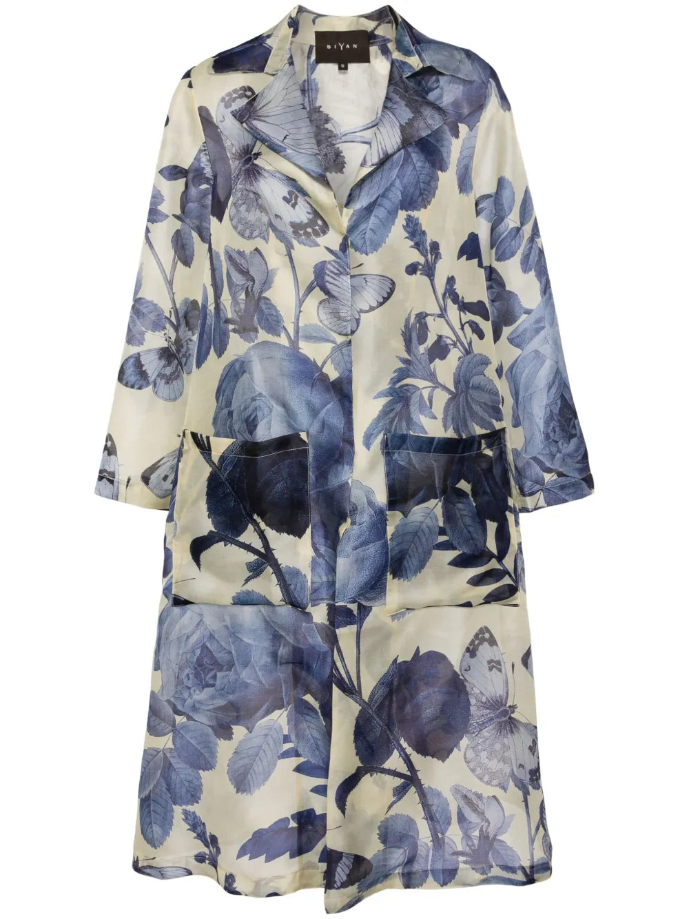 Romana Floral-Print Silk Trench Coat