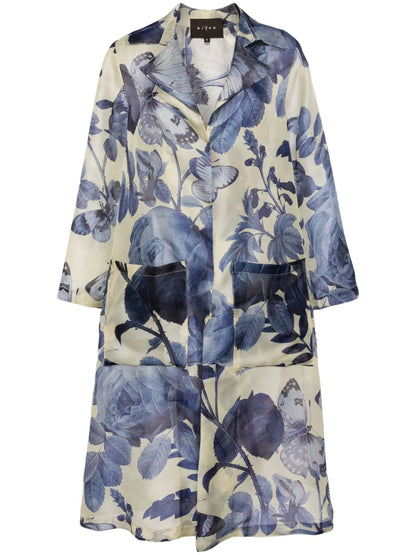 Romana Floral-Print Silk Trench Coat