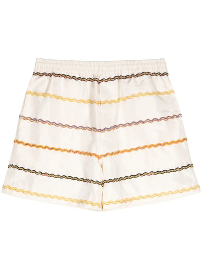 Elasticated-Waistband Silk Shorts