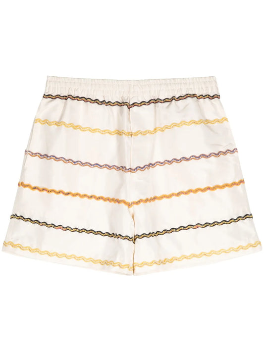 Elasticated-Waistband Silk Shorts