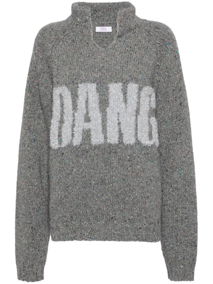 Glitter-Detail Ribbed-Knit Jumper