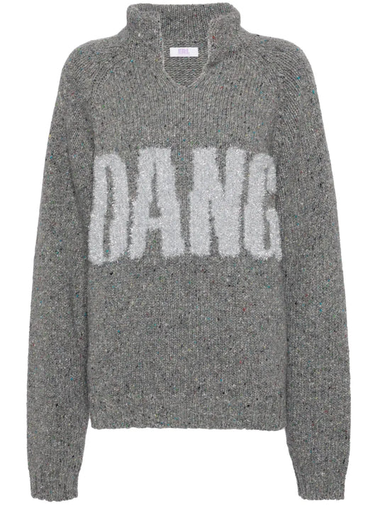 Glitter-Detail Ribbed-Knit Jumper