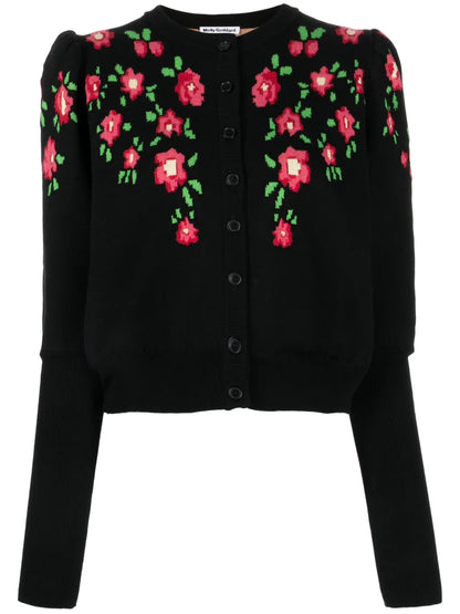 Floral-Intarsia Cotton Cardigan
