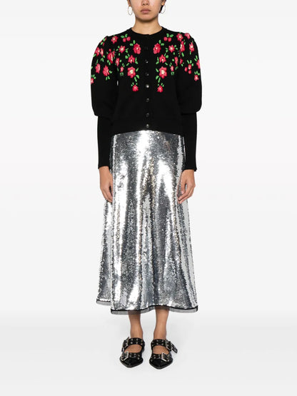 Floral-Intarsia Cotton Cardigan