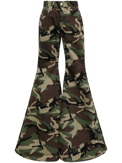 Camouflage-Print Flared Trousers