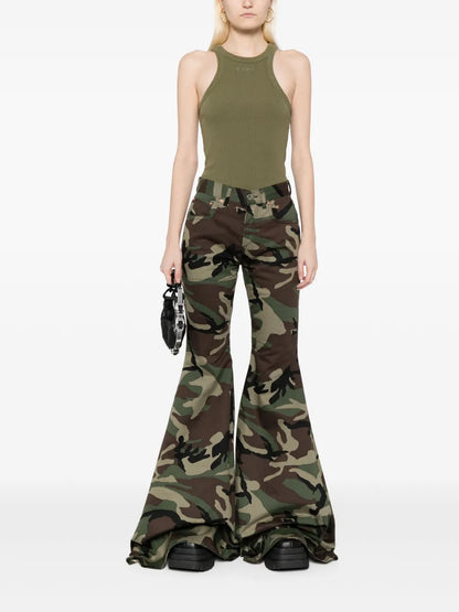 Camouflage-Print Flared Trousers