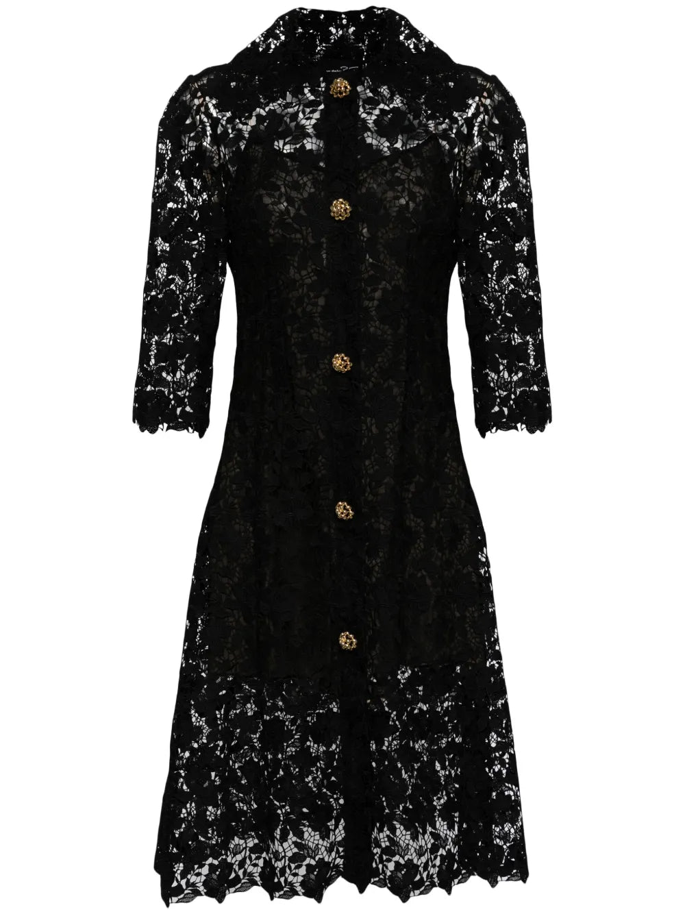 Sequinned Guipure-Lace Shirtdress